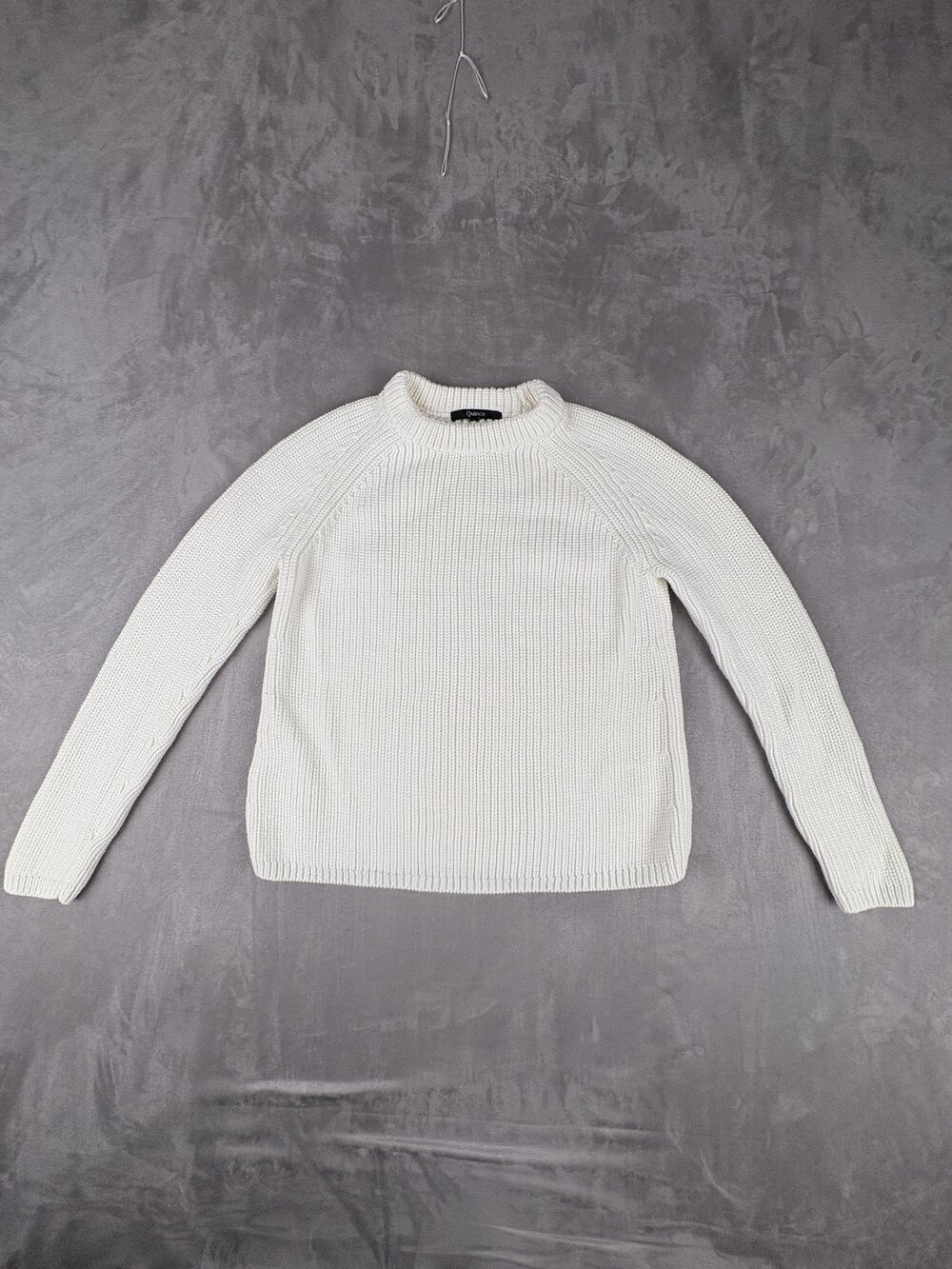 Quince Ribbed Crewneck Sweater - Cream, Size S - Picture 2 of 10